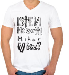 printfashion isten hozott_b - Férfi V-nyakú póló - Fehér (16198623)