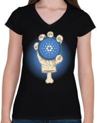 printfashion BITCOIN 4 EVER 66 - Női V-nyakú póló - Fekete (6202833)
