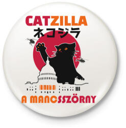 printfashion Catzilla mancsszörny - Kitűző, hűtőmágnes - Fehér (4243137)