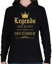 printfashion A legendák decemberben születnek - Női kapucnis pulóver - Fekete (500353)