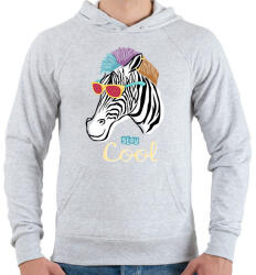 printfashion Cool zebra - Férfi kapucnis pulóver - Sport szürke (9477264)
