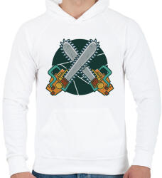 printfashion Láncfűrész - Férfi kapucnis pulóver - Fehér (5108968)