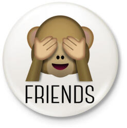 printfashion 3 majom - friends - Kitűző, hűtőmágnes - Fehér (3081619)