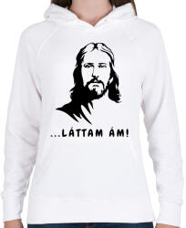 printfashion láttam ám! - Vicces Jézus feliratos minta - Női kapucnis pulóver - Fehér (12033889)