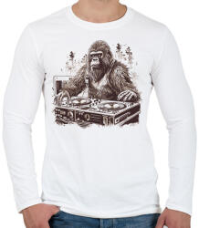 printfashion Gorilla DJ - Férfi hosszú ujjú póló - Fehér (13587352)