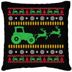 printfashion Traktoros karácsony - Párnahuzat, Díszpárnahuzat - Fekete (11358382)