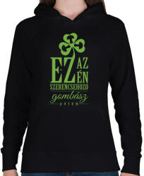 printfashion Ez az én szerencsehozó gombász pólóm - Női kapucnis pulóver - Fekete (11672944)