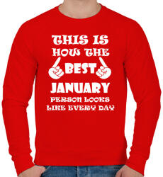 printfashion Így néz ki a legjobb januári születésű személy minden nap - Férfi pulóver - Piros (1364516)