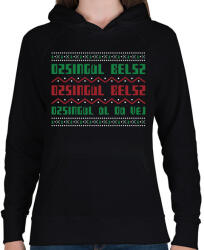 printfashion JINGLE BELLS 2 - Női kapucnis pulóver - Fekete (10739840)