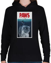 printfashion PAWS cápa macska - Női kapucnis pulóver - Fekete (16310870)