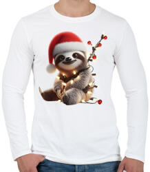 printfashion Cuki vicces karácsonyi party lajhár - Férfi hosszú ujjú póló - Fehér (15244229)