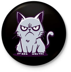 printfashion Macska - Kitűző, hűtőmágnes - Fekete (16140344)