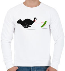 printfashion Macska vs Uborka - Férfi pulóver - Fehér (2528923)