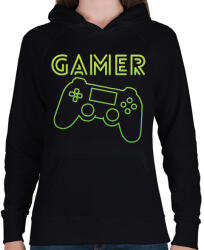printfashion Gamer - Női kapucnis pulóver - Fekete (4698756)