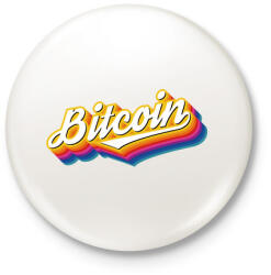 printfashion Bitcoin Retro - Kitűző, hűtőmágnes - Fehér (5087635)