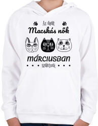 printfashion Az őrült macskás nők - Gyerek kapucnis pulóver - Fehér (6234614)