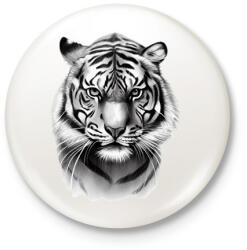 printfashion Rajzolt tigris - Kitűző, hűtőmágnes - Fehér (13376251)