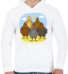 printfashion Csirkék - Férfi kapucnis pulóver - Fehér (11751132)