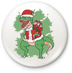 printfashion Karácsonyi T-rex - Kitűző, hűtőmágnes - Fehér (10154876)