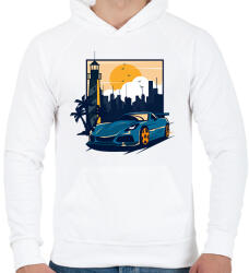 printfashion Sport Autó - Férfi kapucnis pulóver - Fehér (13870850)