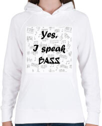 printfashion Yes, I speak BASS - Női kapucnis pulóver - Fehér (6369048)
