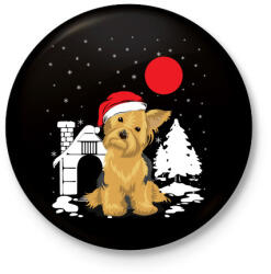 printfashion Yorkie karácsony - Kitűző, hűtőmágnes - Fekete (3095607)