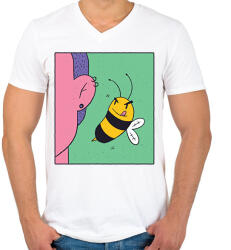 printfashion Méhecske - Férfi V-nyakú póló - Fehér (6353175)