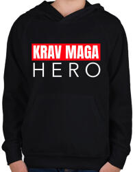 printfashion KRAV MAGA HERO - Gyerek kapucnis pulóver - Fekete (9463821)