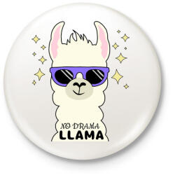 printfashion no drama llama - Kitűző, hűtőmágnes - Fehér (4108850)