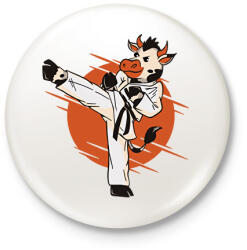 printfashion Karatés tehén - Kitűző, hűtőmágnes - Fehér (12422831)