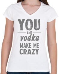 printfashion You and vodka - Női V-nyakú póló - Fehér (7069470)