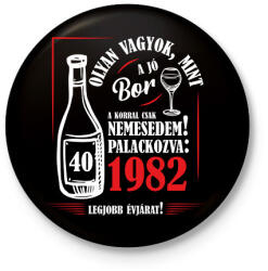 printfashion Jó bor palackozva - Évszámmal (fehér) - Kitűző, hűtőmágnes - Fekete (7302265)