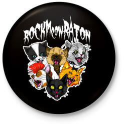printfashion Rockmeowraton - Kitűző, hűtőmágnes - Fekete (3092344)