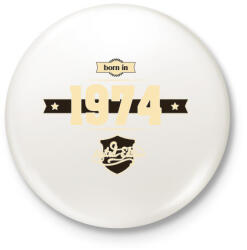 printfashion born-in-1974-cream-choco - Kitűző, hűtőmágnes - Fehér (3076852)
