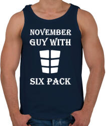 printfashion Novemberben született kockás hasú - Férfi atléta - Sötétkék (1389856)