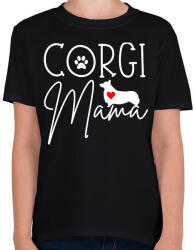 printfashion Corgi mama - Gyerek póló - Fekete (6972820)