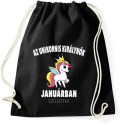 printfashion Unikornis királynők januárban születtek (MAGYAR) - Sportzsák, Tornazsák - Fekete (839440)