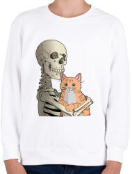 printfashion Cicás leszek amíg élek (vörös cicával) - Gyerek pulóver - Fehér (14451881)