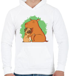 printfashion Capybara és mopsz - Férfi kapucnis pulóver - Fehér (13649842)