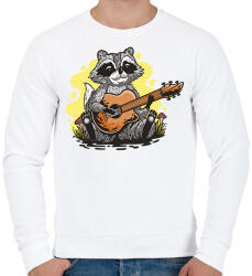 printfashion Mosómedve gitárral - Férfi pulóver - Fehér (9439294)