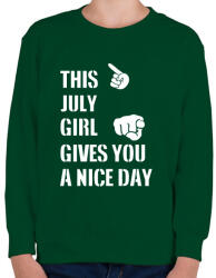 printfashion Ez a júliusi csaj szép napot kíván neked - Gyerek pulóver - Sötétzöld (1420273)