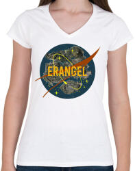 printfashion PUBG NASA: ERANGEL - Női V-nyakú póló - Fehér (2039379)