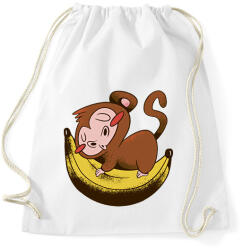 printfashion Majom banánon - Sportzsák, Tornazsák - Fehér (7564746)