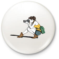 printfashion Lány fotózik - Kitűző, hűtőmágnes - Fehér (12029020)