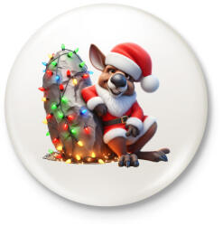 printfashion Vicces karácsonyi party kenguru - Mikulás ruhában - Kitűző, hűtőmágnes - Fehér (15249714)