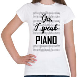 printfashion I speak piano - Női póló - Fehér (7639702)