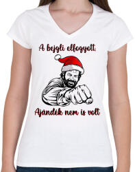 printfashion A bejgli elfogyott, ajándék nem is volt Bud Spencer - Női V-nyakú póló - Fehér (11325394)
