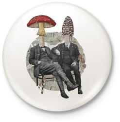 printfashion Gentleman mushrooms - Kitűző, hűtőmágnes - Fehér (15487401)