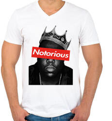 printfashion Notorious Big - Férfi V-nyakú póló - Fehér (1684854)