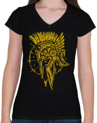 printfashion spartan - Női V-nyakú póló - Fekete (15907381)